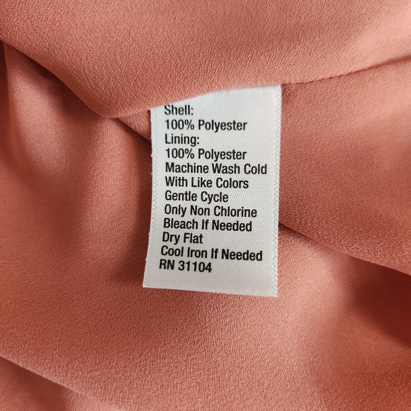 Madison Womens Medium Peach Polka Dot Wrap Dress With Belt V-Neck Short Sleeve - Picture 12 of 12